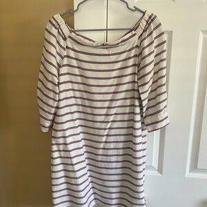 White striped boat neck dress